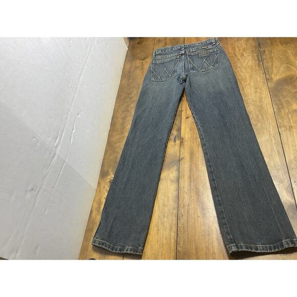 Wrangler Retro Relaxed Straight Blue Jeans Youth Size 16 Slim Adjustable Waist - Picture 2 of 9